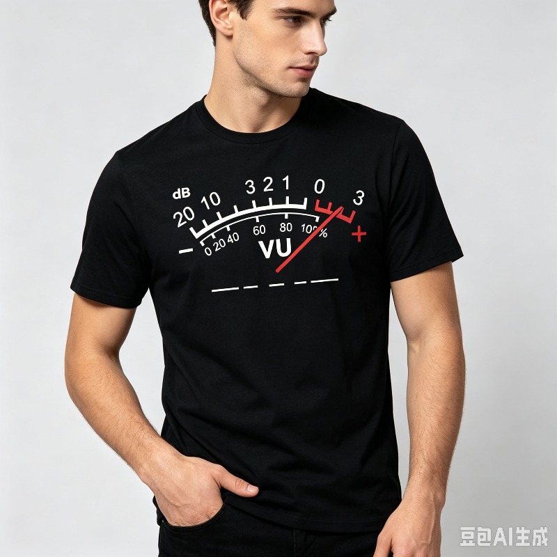 VU-meter dB Volume T-shirt voo - Audio Music Dj recensie en prijs